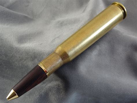 Amboyna Burl Spent 50 Caliber Machine Gun Bullet Cartridge Pen Free