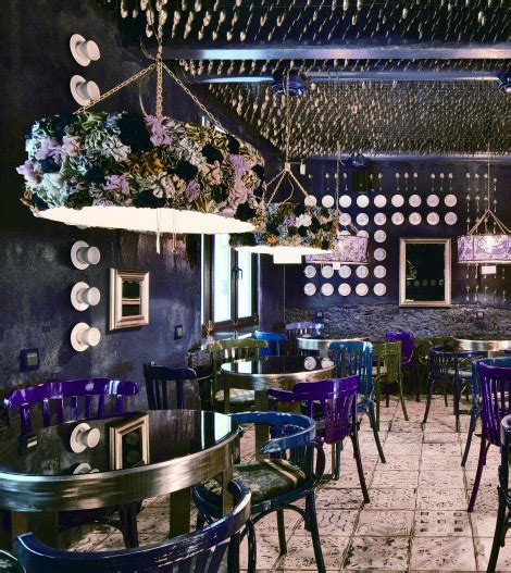 Purple Blue And Black Cafe Interior Design 1 Pandas House