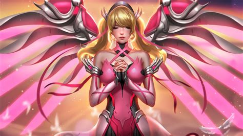 Download 1600x900 Wallpaper Pink Costume Mercy Overwatch