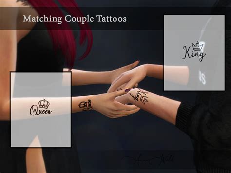 The Sims Resource Matching Couple Tattoos King And Queen