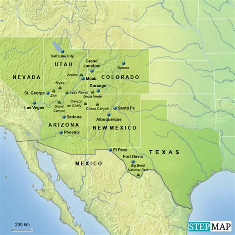 Stepmap Desert Southwest V2 Landkarte Für North America