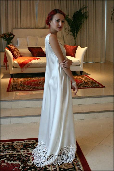 Bridal Nightgown Satin Off White Wedding Lingerie Venise Lace Etsy