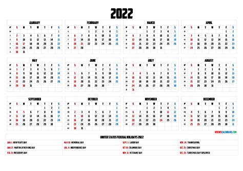 Printable Calendars With Holidays 2022 Free Printable Calendar Monthly