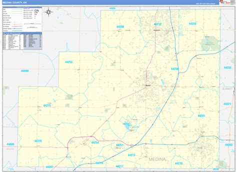 Medina County Oh 5 Digit Zip Code Maps Basic