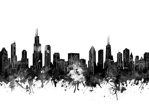Chicago Skyline Black And White Photograph By Bekim M