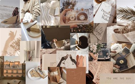 Beige Aesthetic Collage Laptop Wallpapers Wallpapersafari Com