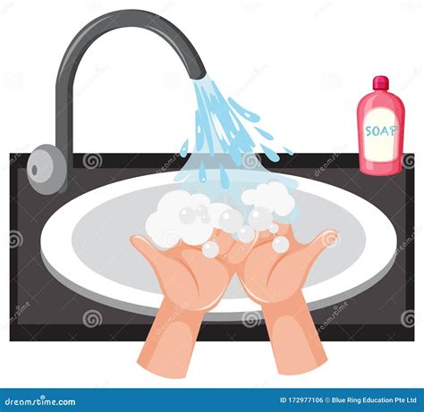 Hand Washing In The Sink With Soap Stock Vector Illustration Of