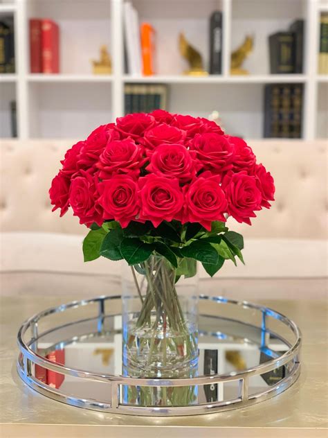Red Roses Flower Arrangement Large Rose Arrangement Real Touch Red Ro