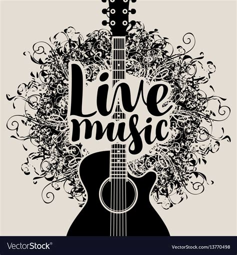 Banner Live Music With Acoustic Guitar Royalty Free Vector