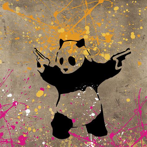 Banksy Panda With Gun Graffiti Street Art Print On Metal