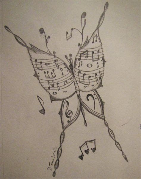 Cool Art Ideas Music Drawings Butterfly Sketch Musical Art