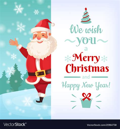 Merry Christmas Card Santa Claus Greeting Cards Vector Image