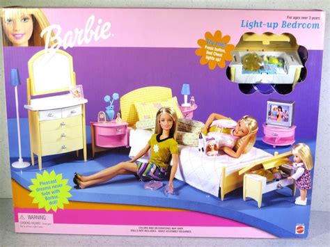 1999 Barbie Light Up Bedroom Playset Play Set Furniture Nib Mattel Doll Press Button Bed Toy