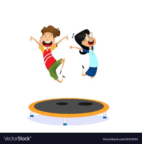 Happy Cartoon Boy And Girl Jumping Royalty Free Vector Image