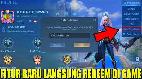 Cara Terbaru Pakai Redeem Code Mobile Legends Update Fitur Terbaru