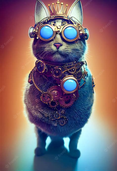 Premium Photo Steampunk Cat Woman With Glasses