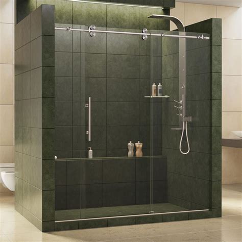 Browse our range of shower enclosures from panel shower doors, single shower screens to swinging shower screens. DreamLine Enigma 68 in. to 72 in. x 79 in. Frameless ...