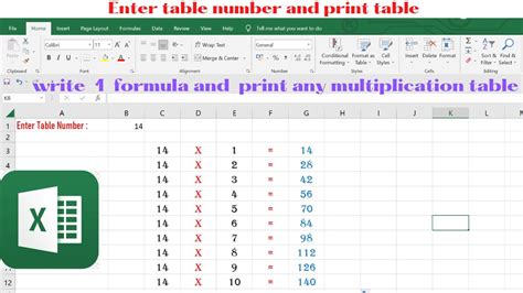Multiplication Table Formula In Excel Write One Formula And Print
