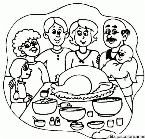 Dibujo de una familia comiendo. Dibujo de la familia y la cena