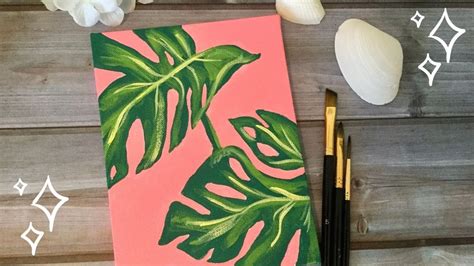 How To Paint Monstera Leaves Acrylic Painting Tutorial Youtube