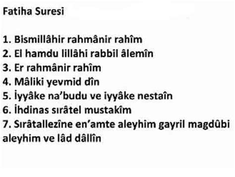 Fatiha Suresi Turkce Okunusu Ve Anlami Fatihagentr Words Islam