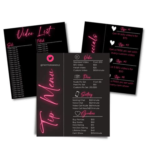Onlyfans Tip Menu Template Pack Soft Pink Adult Girl Boss Hot Sex Picture