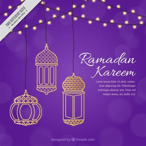 Free Vector Purple Ramadan Background With Golden Decoration