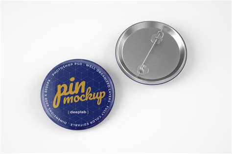 Glossy Button Pin Mockup Set On Yellow Images Creative Store
