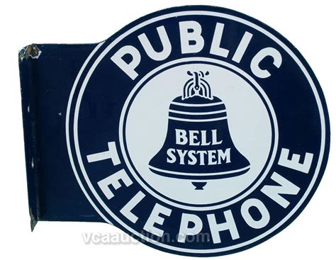 Public Telephone Double Sided Porcelain Flange Sign Bel