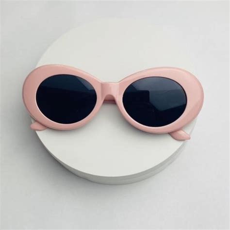 Soft Pink Clout Goggles Oval Sunglasses With Gray Depop