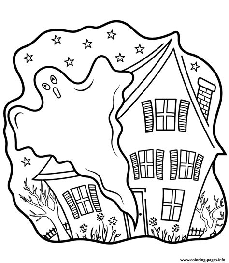 Haunted house coloring pages to color, print and download for free along with bunch of favorite haunted house coloring page for kids. Haunted Houses With Ghost Halloween Coloring Pages Printable