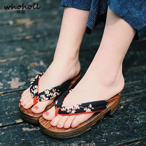 whoholl geta summer sandals women anime cosplay comiket coser japanese geta wedge sandals wooden