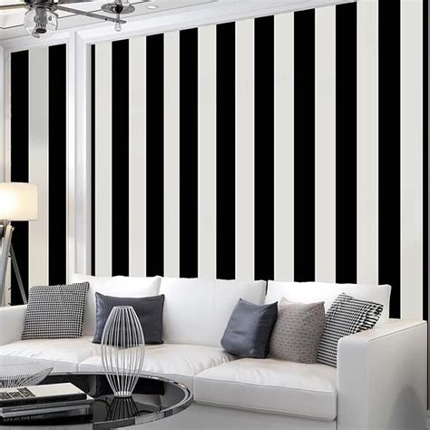 Black White Vertical Striped Modern Minimalist Wallpapers Roll Classic