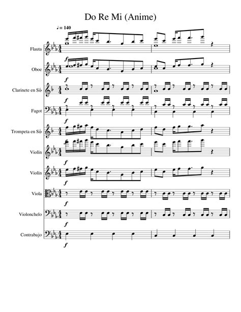 Individual part, sheet music single, solo part. Do Re Mi (Anime) Sheet music for Flute, Clarinet, Violin, Oboe | Download free in PDF or MIDI ...