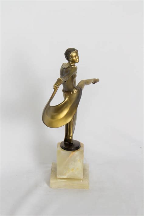 Art Deco Dancing Lady Figurine On White Onyx Base Appleton Antique