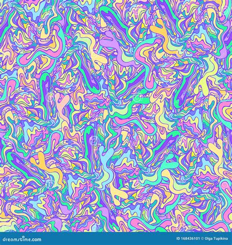Bright Colorful Psychedelic Waves Abstract Trippy Seamless Pattern