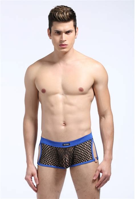 Men S Sexy Underwear Mesh Holes Transparent Boxer Briefs MJ002 On Storenvy
