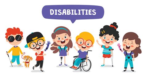 Niños Discapacitados Divertidos Dibujos Animados Posando 2396240 Vector