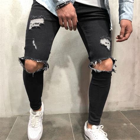 Buy Hzijue 2019 Mens Skinny Jeans Black Distressed
