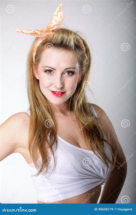Beautiful Blonde Woman Retro Styling Stock Image Image Of Happy Stylish 40650779