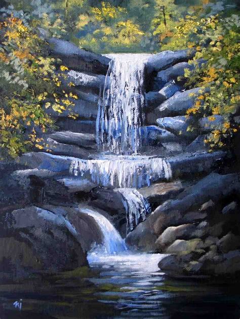 Waterfall Acrylic Painting At Explore