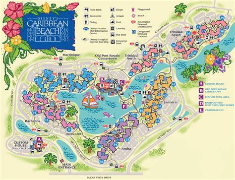Resort Map Disneys Caribbean Beach Resort Florida