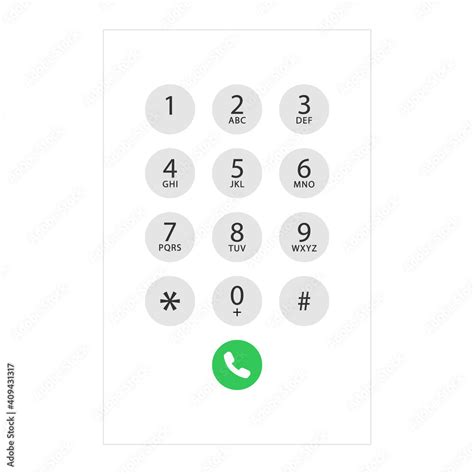 Smartphone Dial Keypad Design Keyboard Template In Touchscreen Device