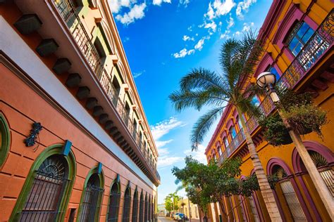 Mexico Mazatlan Colorful Old City Streets In Historic City Center