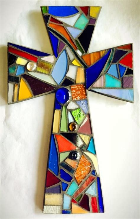 Colorful Mosaic Cross Stain Glass Cross Glass Mosaic Art Mosaic Art
