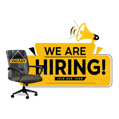 We Are Hiring Job Vacant With Megaphone Speaker And Chair Vector Job