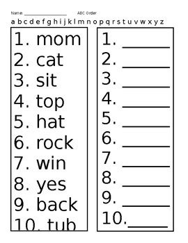 Write the word lists in alphabetical order. Free Printable Abc Order For Second Graders / The 25+ best ...
