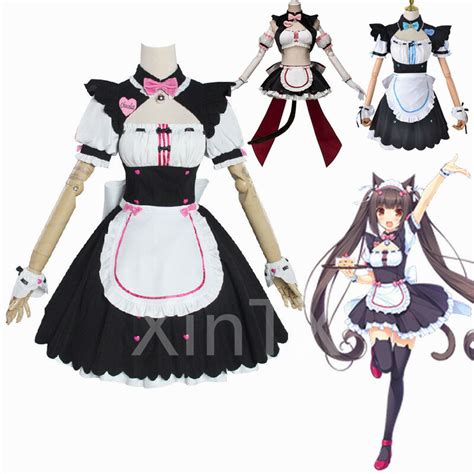 Nekopara Cosplay Chocola Maid Dress Costume Anime Game Racing Queen Verchocola Vanilla Cat Neko