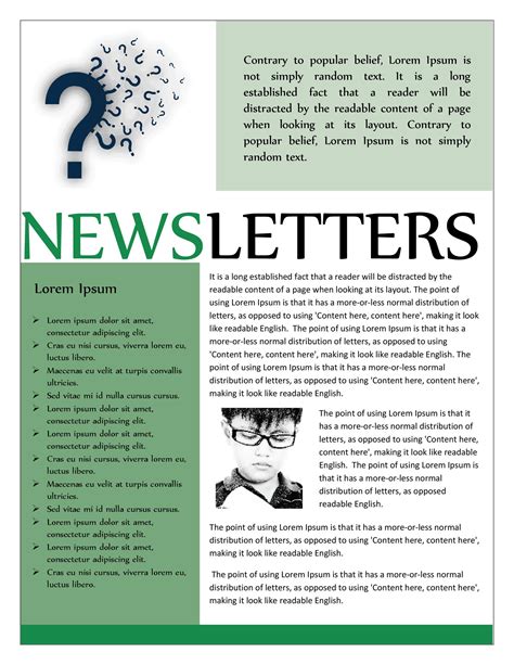 One Page Newsletter Templates From Microsoft Office Operfdigest
