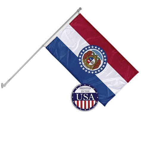 Missouri State Flag And 6ft Flagpole With Wall Mounting Bracket 3ft X